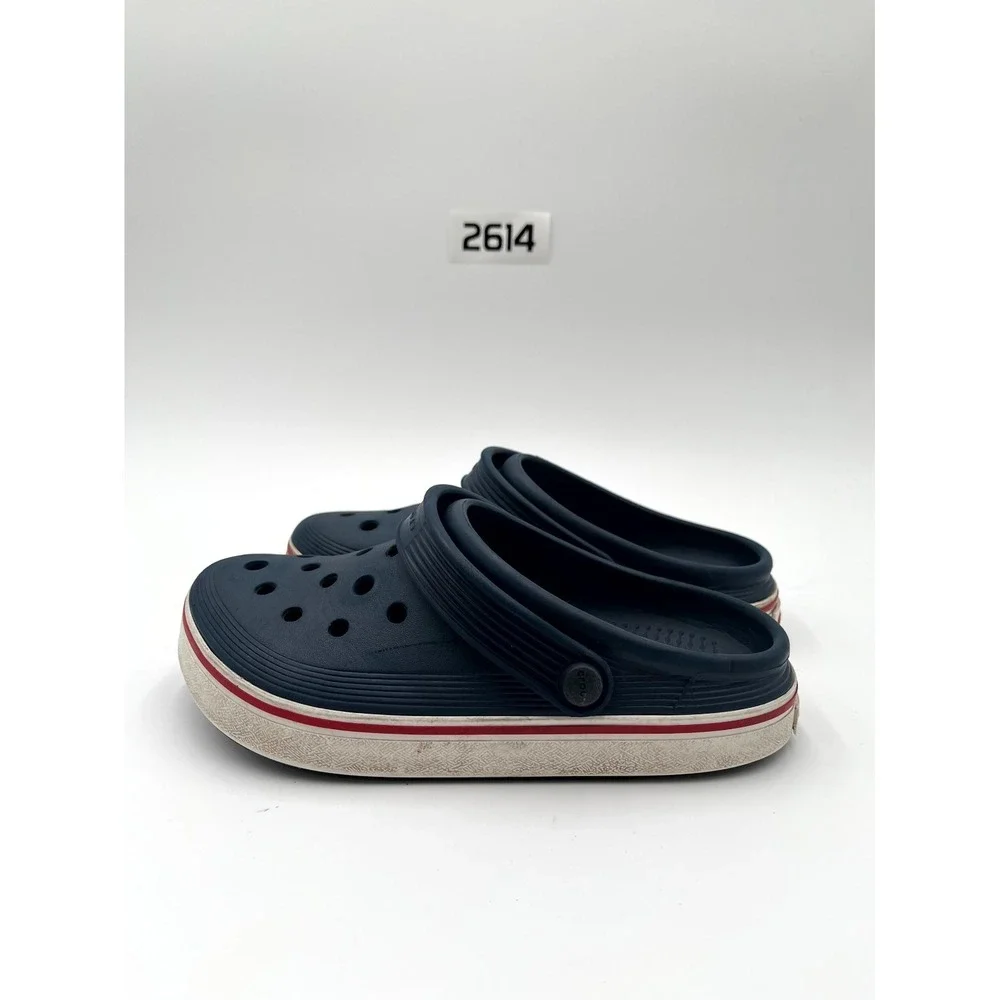 Crocs Off Court Kids Size 3 Sport Clog Blue White Round Toe Casual Slip On Shoes